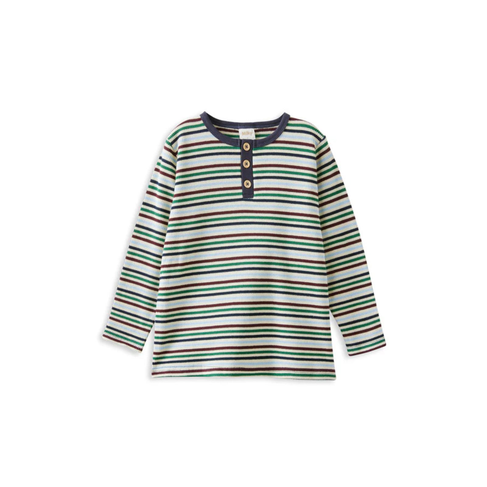 Milky Heritage Waffle Henley - Stripe