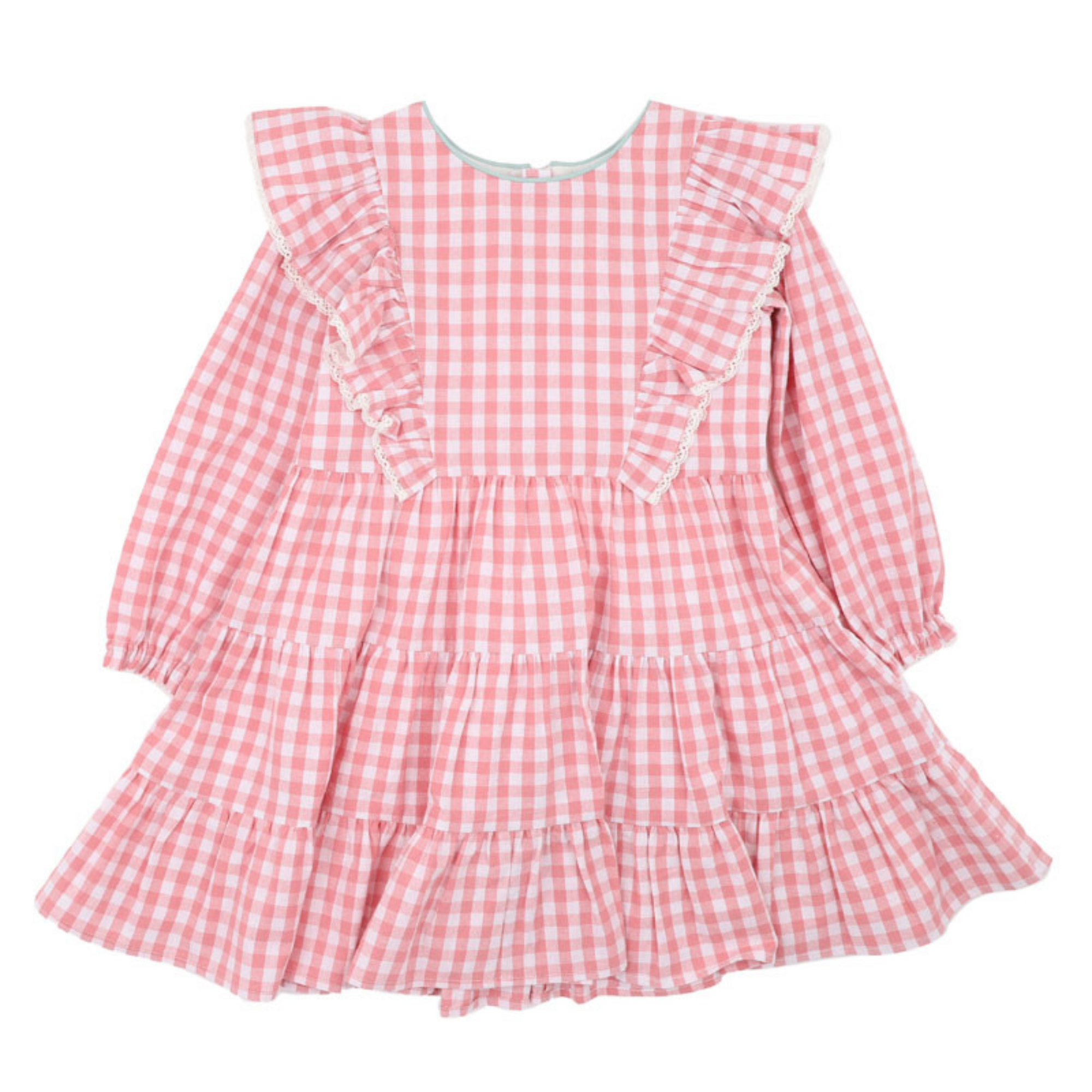 Bebe Lyla Gingham Dress - Coral Gingham