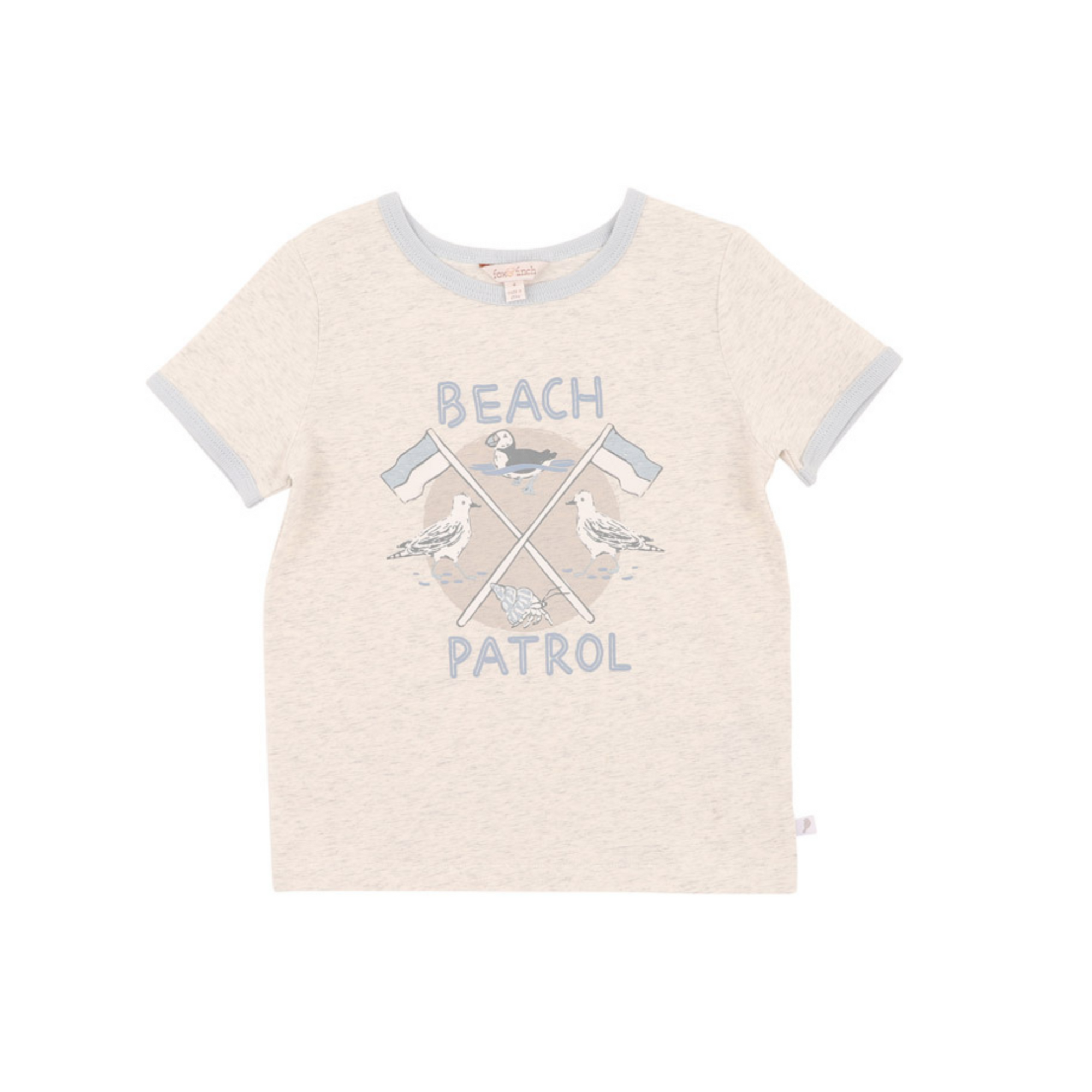 Fox & Finch Puffin Beach Patrol Tee - Ice Grey Marle