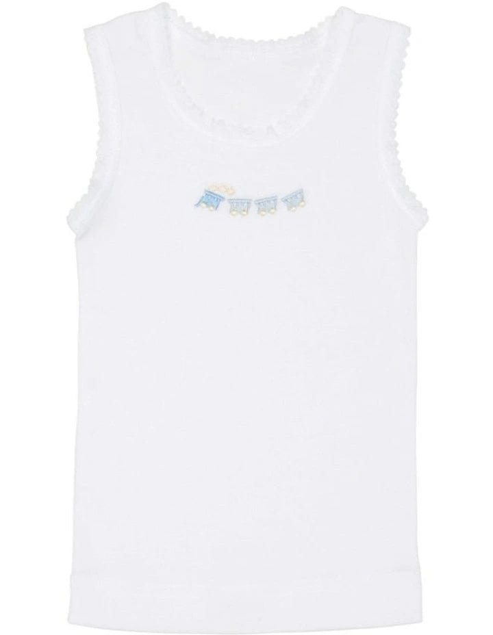 Marquise Embroidered Singlet 3 Pack in Blue - Train