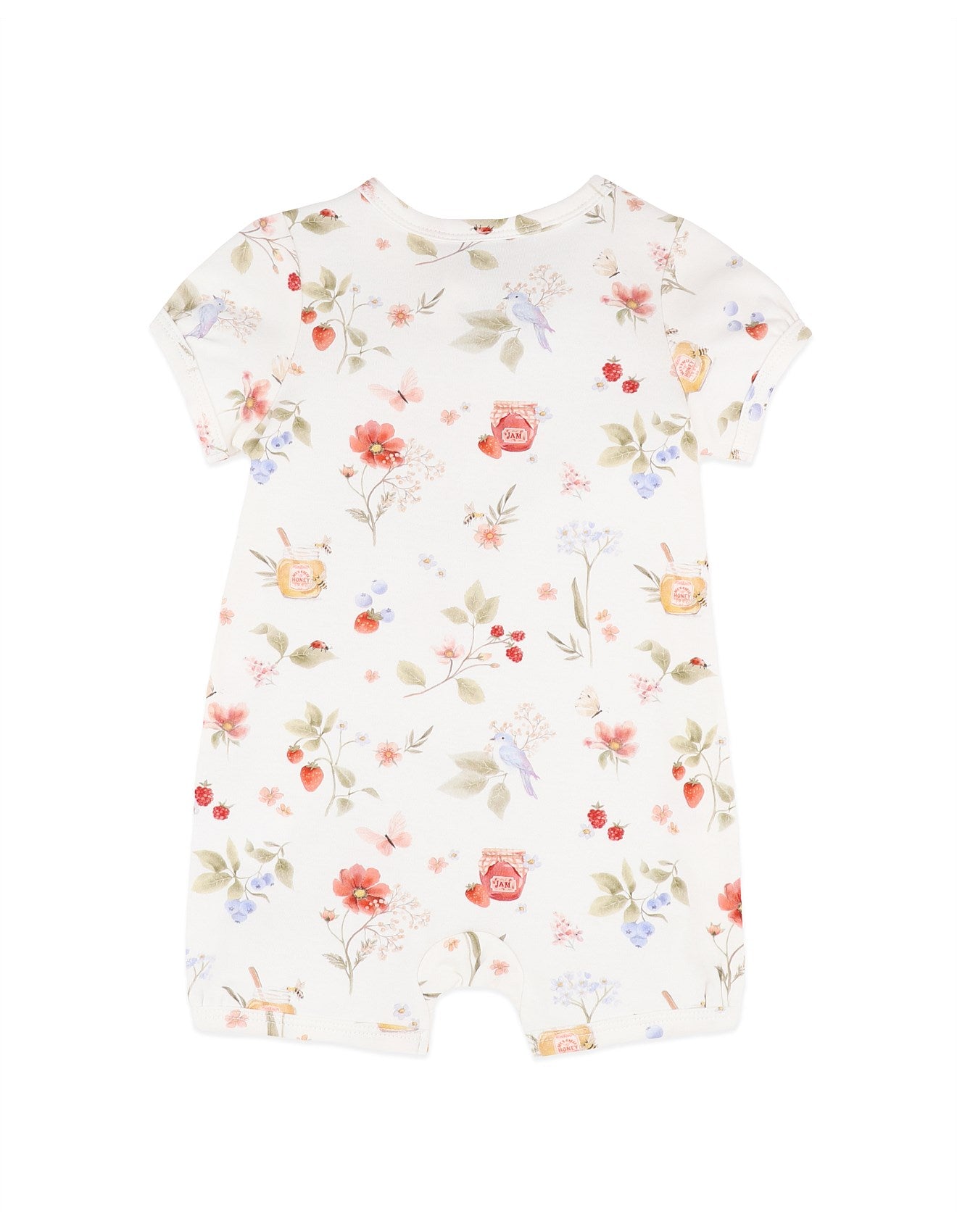 Poppy Print Organic SS Zip Romper