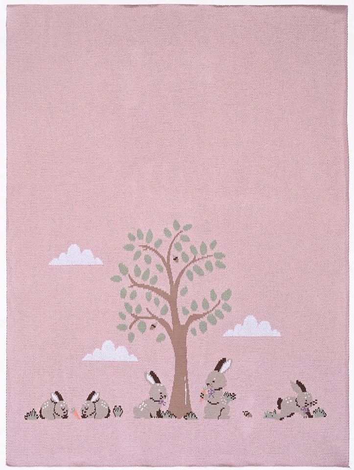Alimrose Bunnies Day Out Baby Blanket - Petal