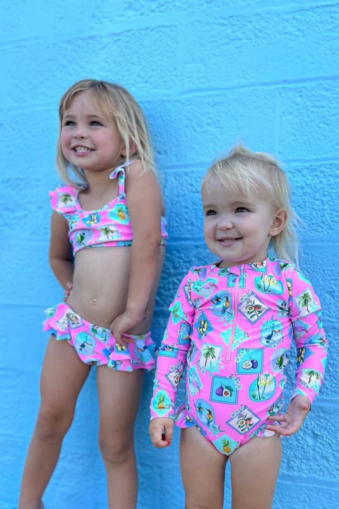 Milky Pink Resort Long Sleeve Swimsuit