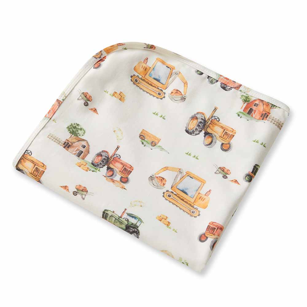 DIGGER & TRACTORS  -Snuggle Hunny Organic Jersey Wrap & Beanie Set