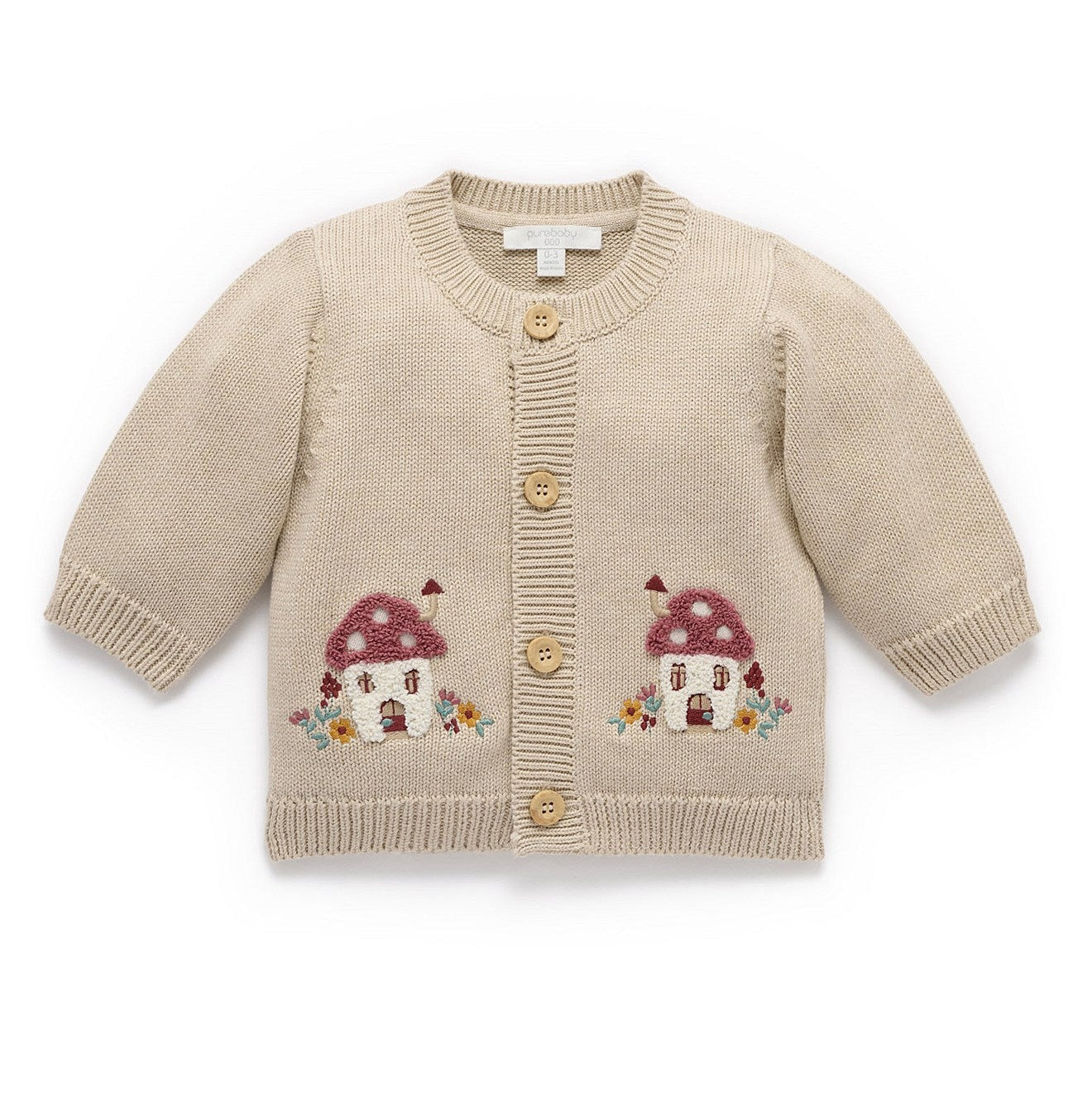 Purebaby Toadstool Cardigan -  Oatmeal Melange