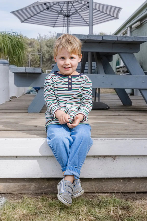 Milky Heritage Waffle Henley - Stripe