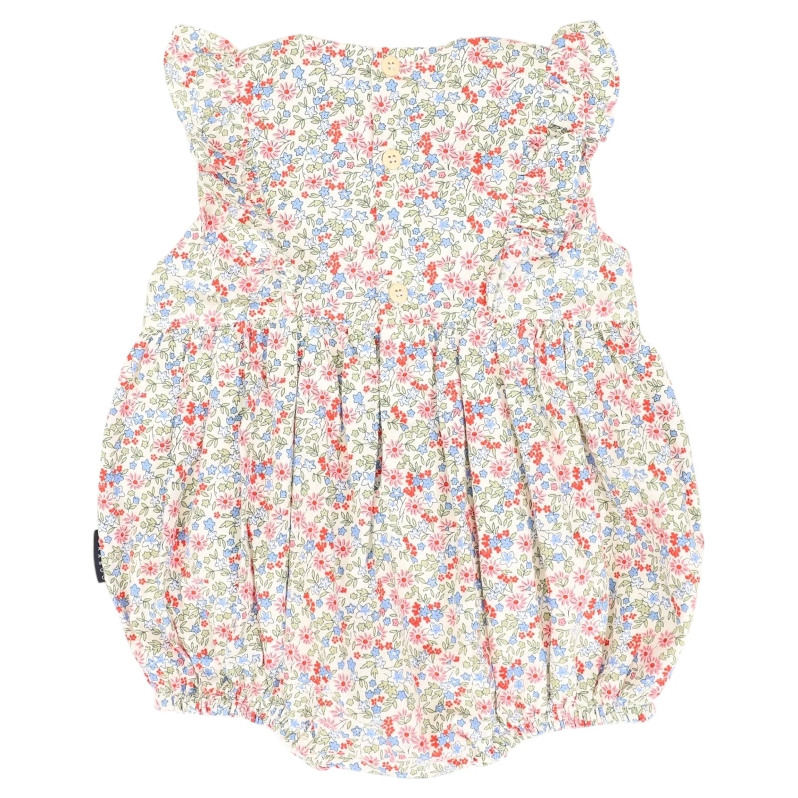 Floral Smocked Sunsuit - Red Floral