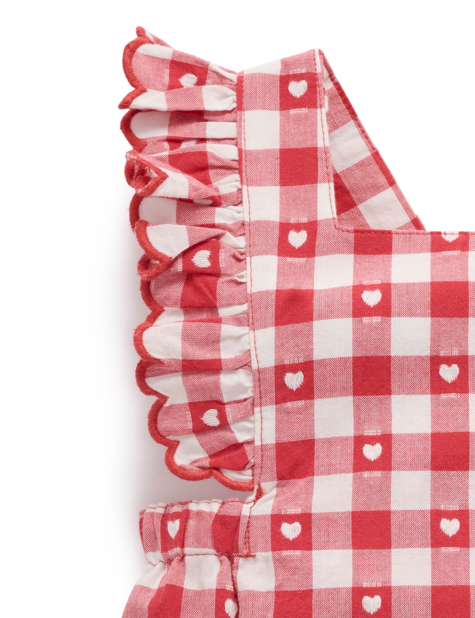 Purebaby Heart Gingham Overall Bodysuit