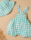 Purebaby Lagoon Gingham Linen Blend Overalls