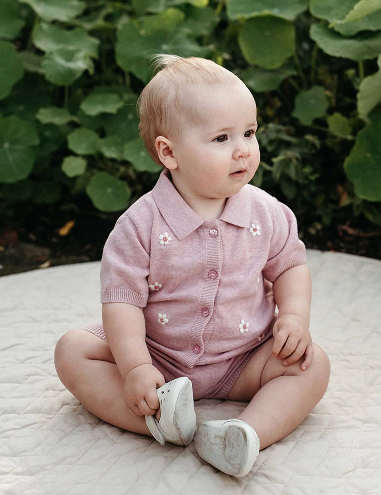 Knitted Embroidered Set - Petunia Melange