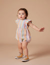 Goldie and Ace Lani linen  Romper - Pastel Stripe