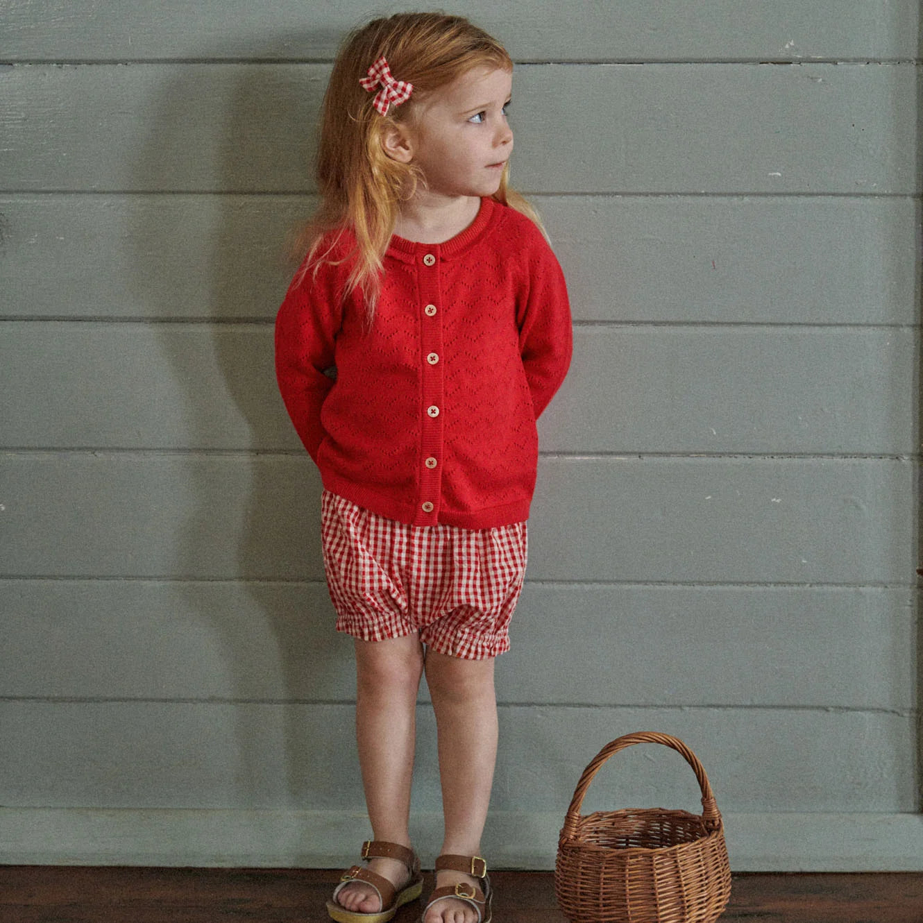 Piper Cardigan - Raspberry Red Pointelle