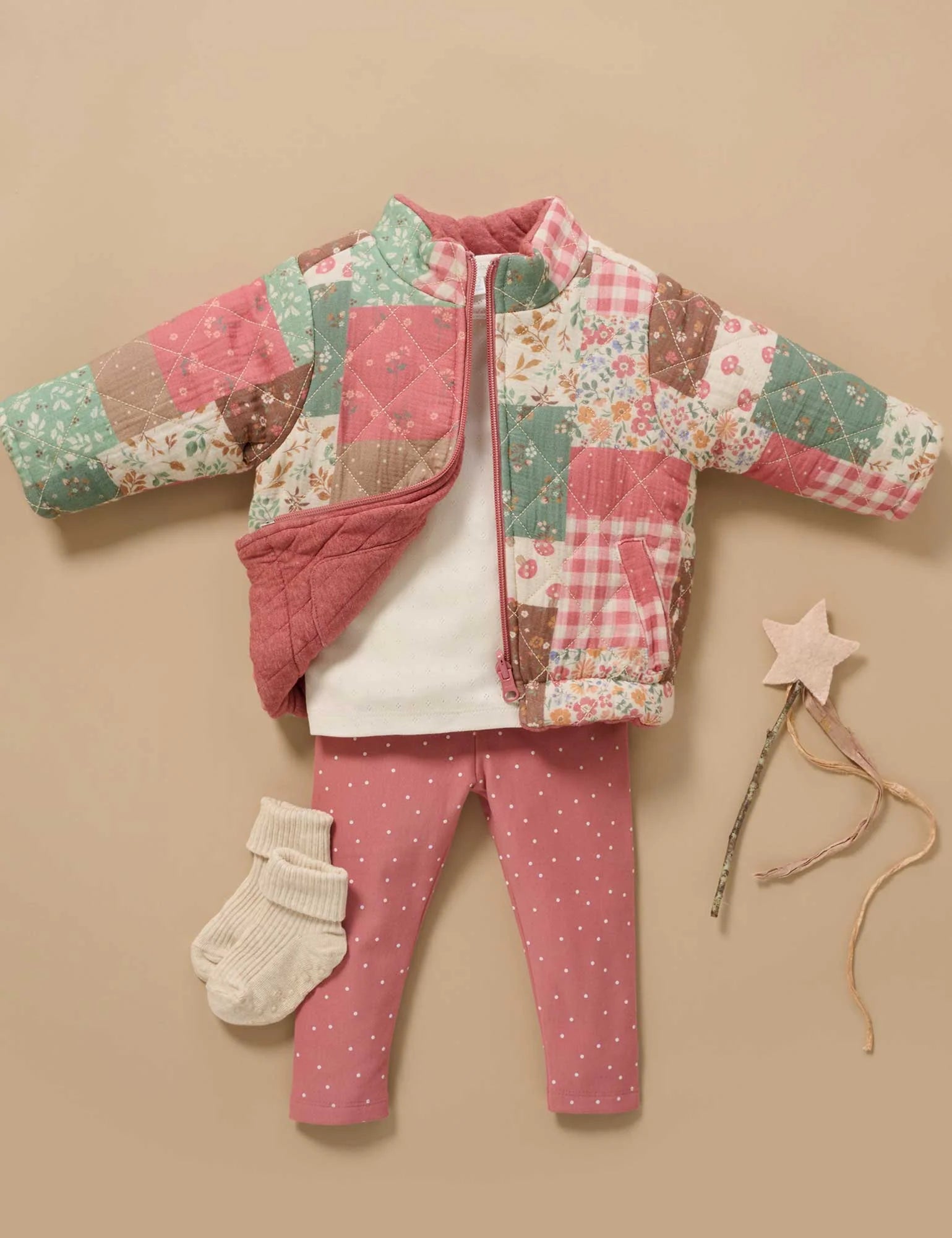 Purebaby Reversible Quilted Jacket -  Patchwork Print