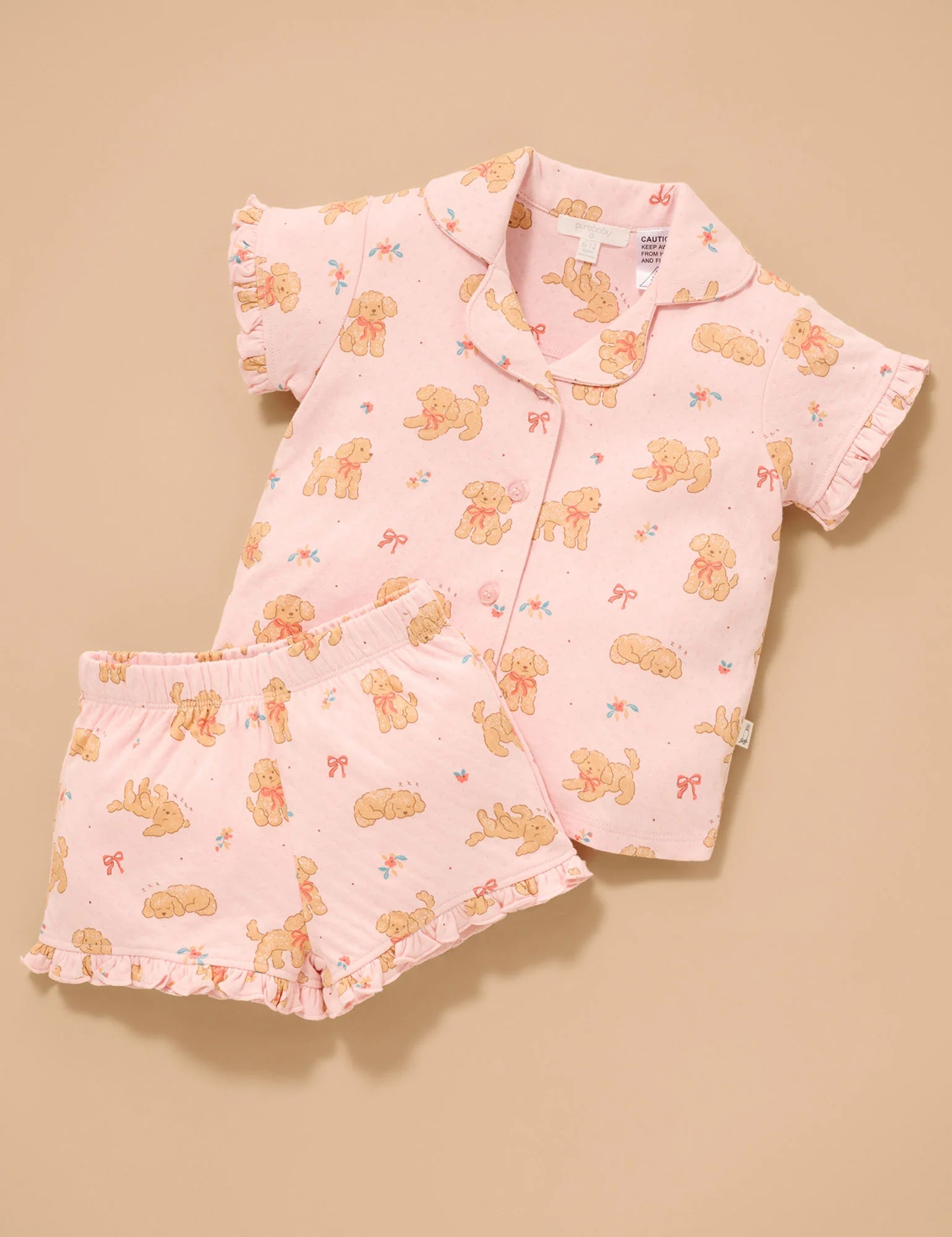 Ruffle Button Up PJ Set - Poodle Dreams Print