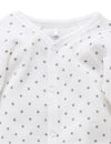 Purebaby Premmie Velour Growsuit - White With Grey Spots