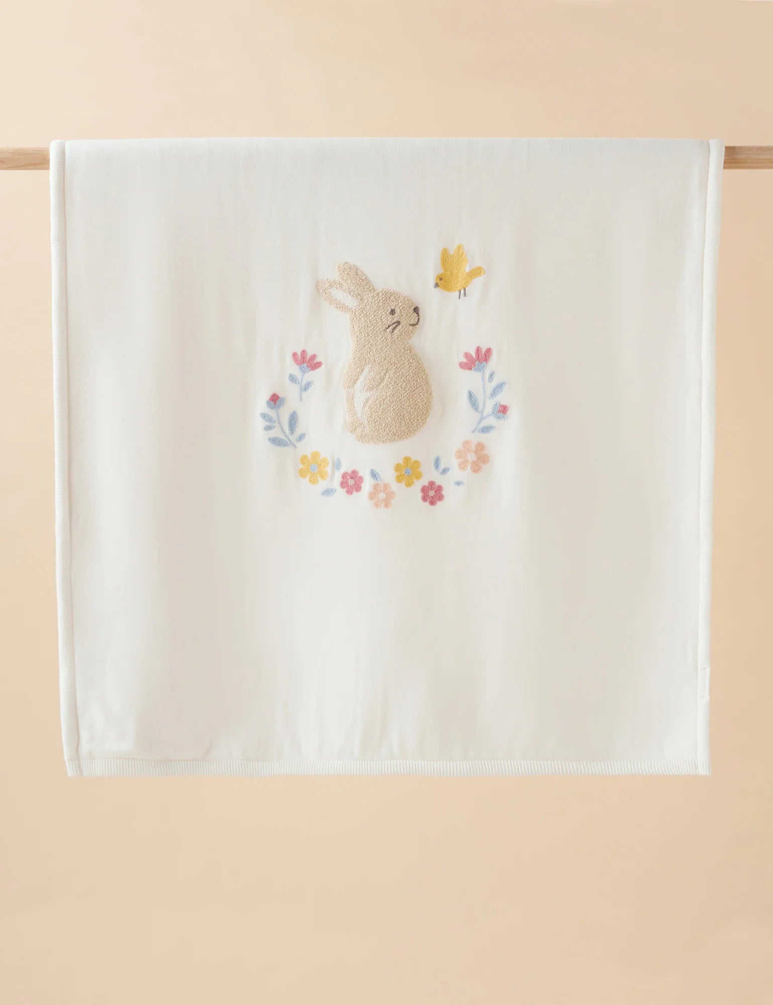 Purebaby Embroidered Lined Blanket - Little Bunny