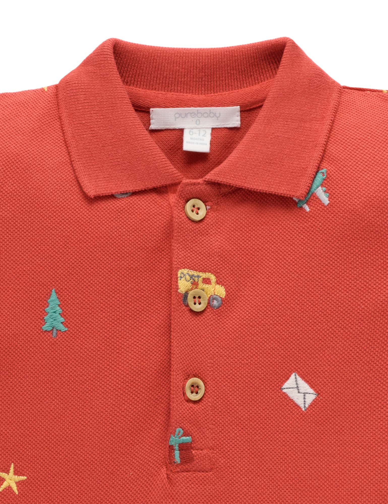 Purebaby Christmas Broderie Polo