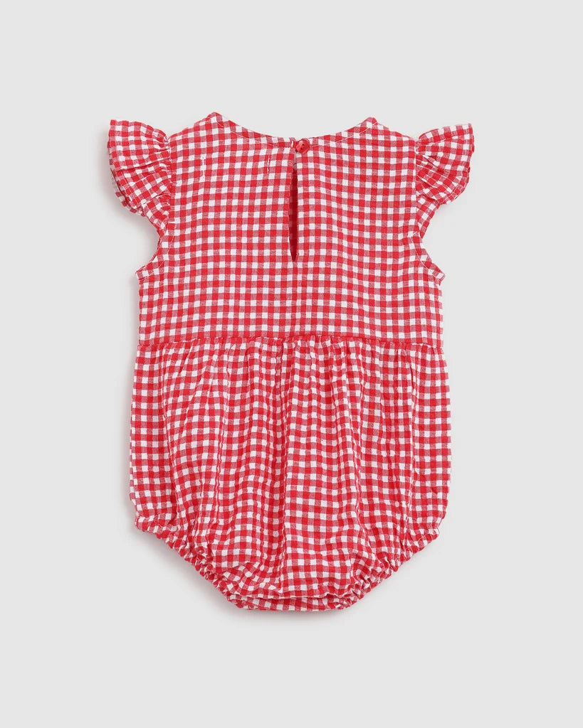 Tilla Playsuit - Red and White Gingham