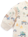 Purebaby Farm Vehicles Fleece Zip Growsuit