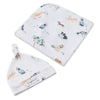 DOG PARK - Snuggle Hunny Baby Jersey Wrap &amp; Beanie Set