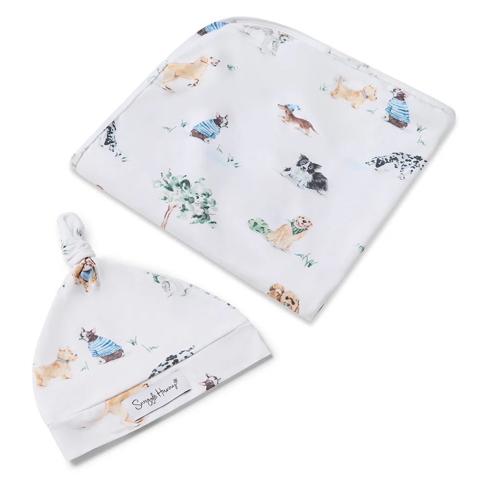 DOG PARK - Snuggle Hunny Baby Jersey Wrap & Beanie Set