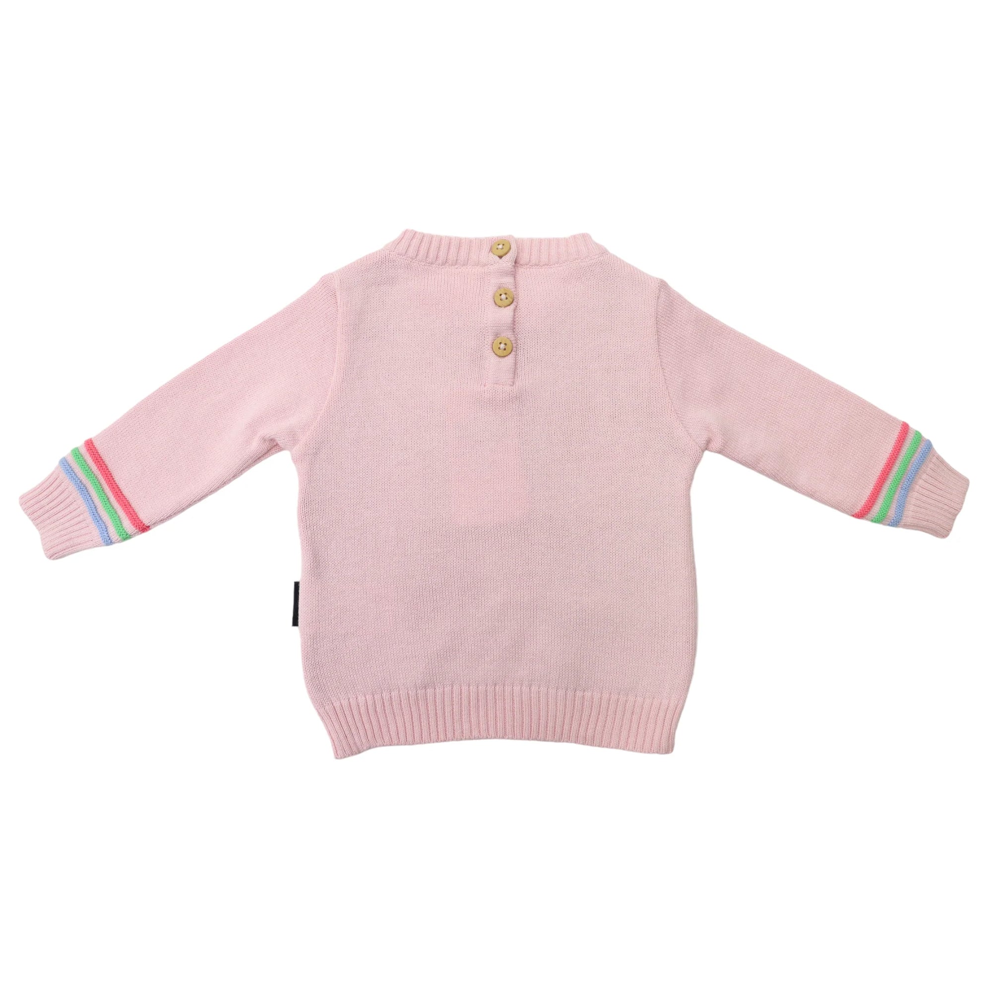 Korango Rainbow Pattern Knit Sweater - Fairytale Pink