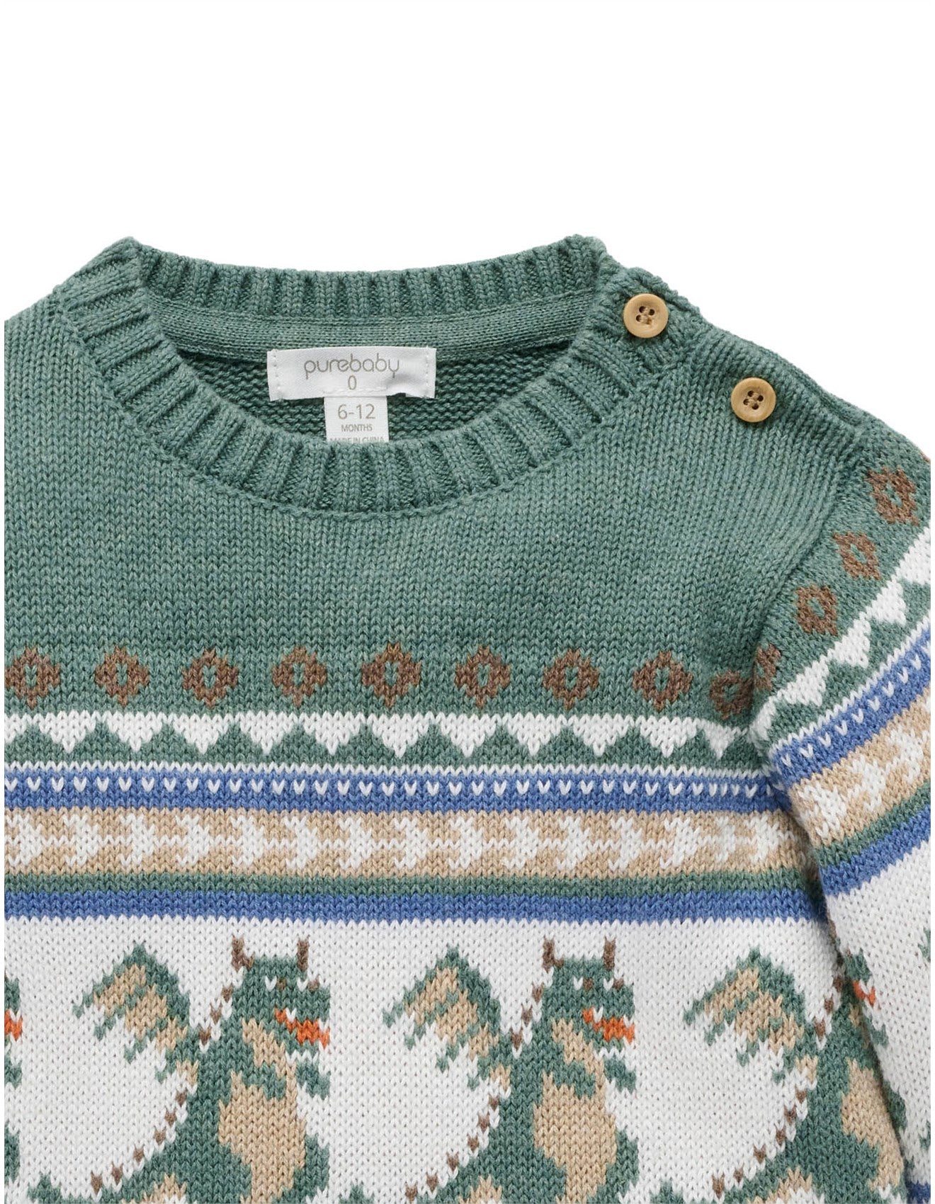 Purebaby Dragon Fairisle Jumper -  Dragon Jacquard