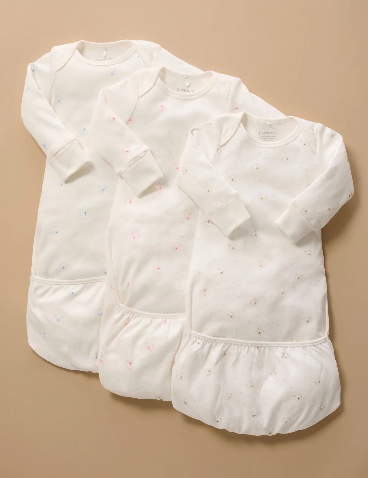 Purebaby Sleepsuit - Vanilla Bear