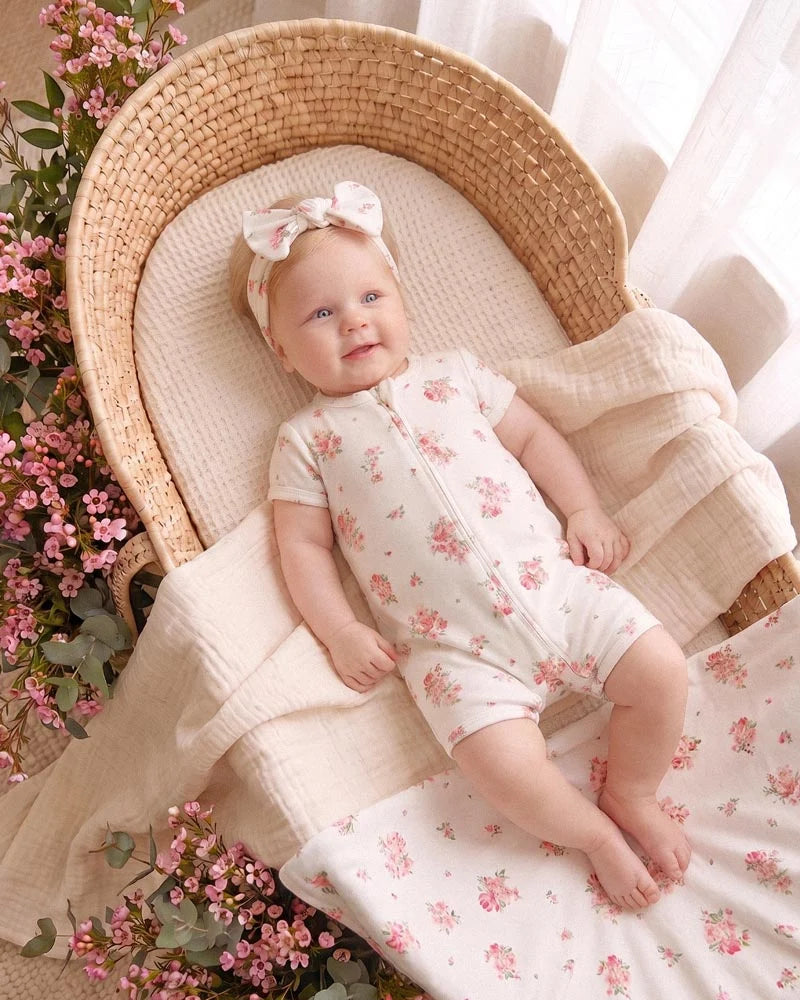 Chelsea Print Organic SS Zip Romper