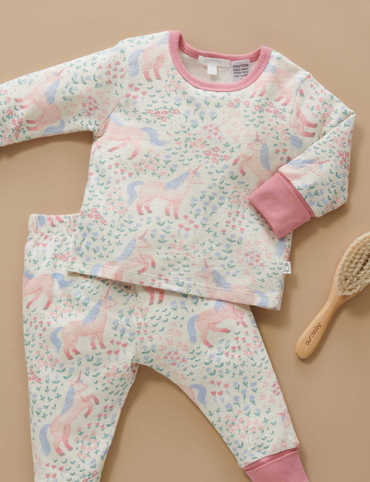 Purebaby Unicorn Long Sleeve Textured PJ Set