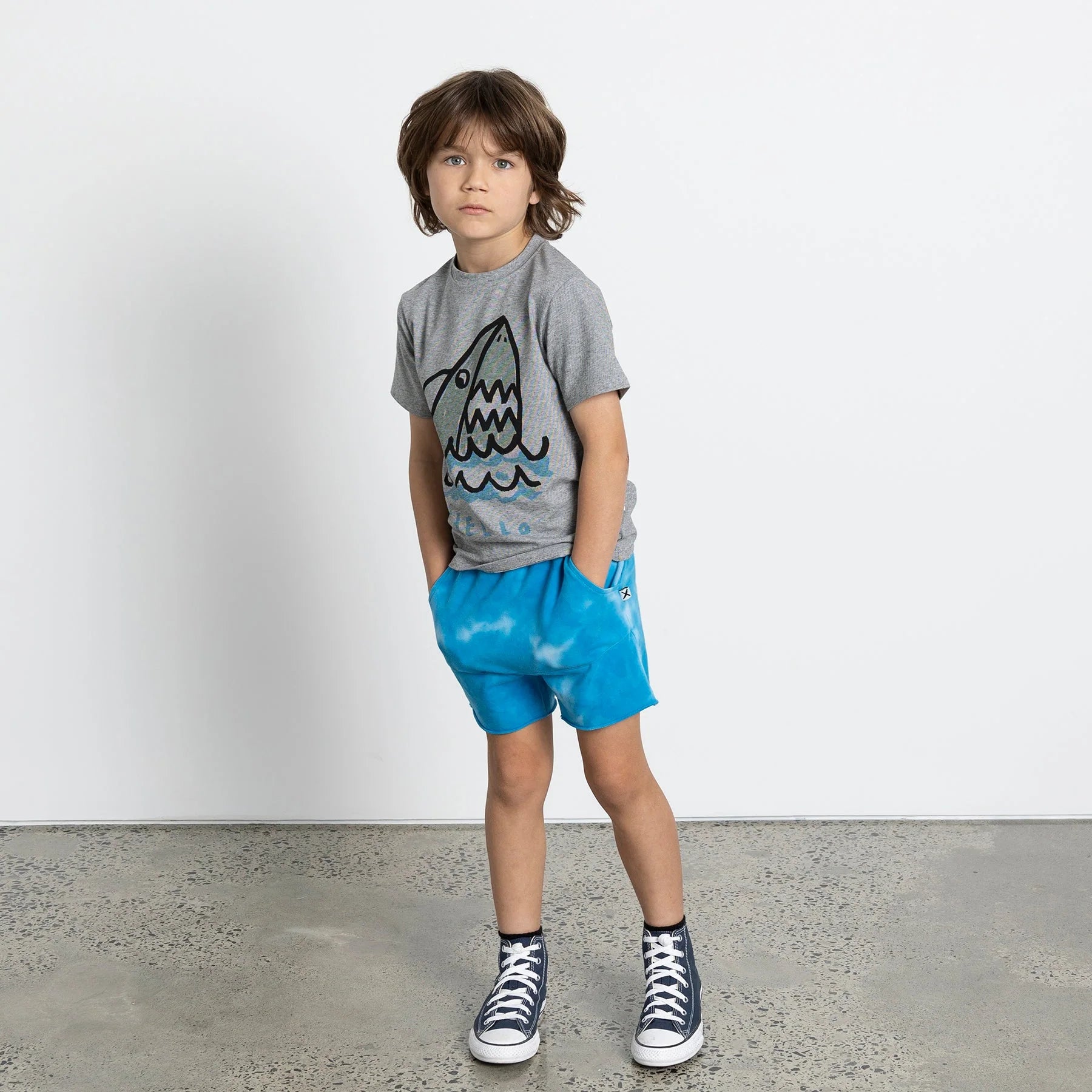 Minti Texta Shark Tee - Grey Motley