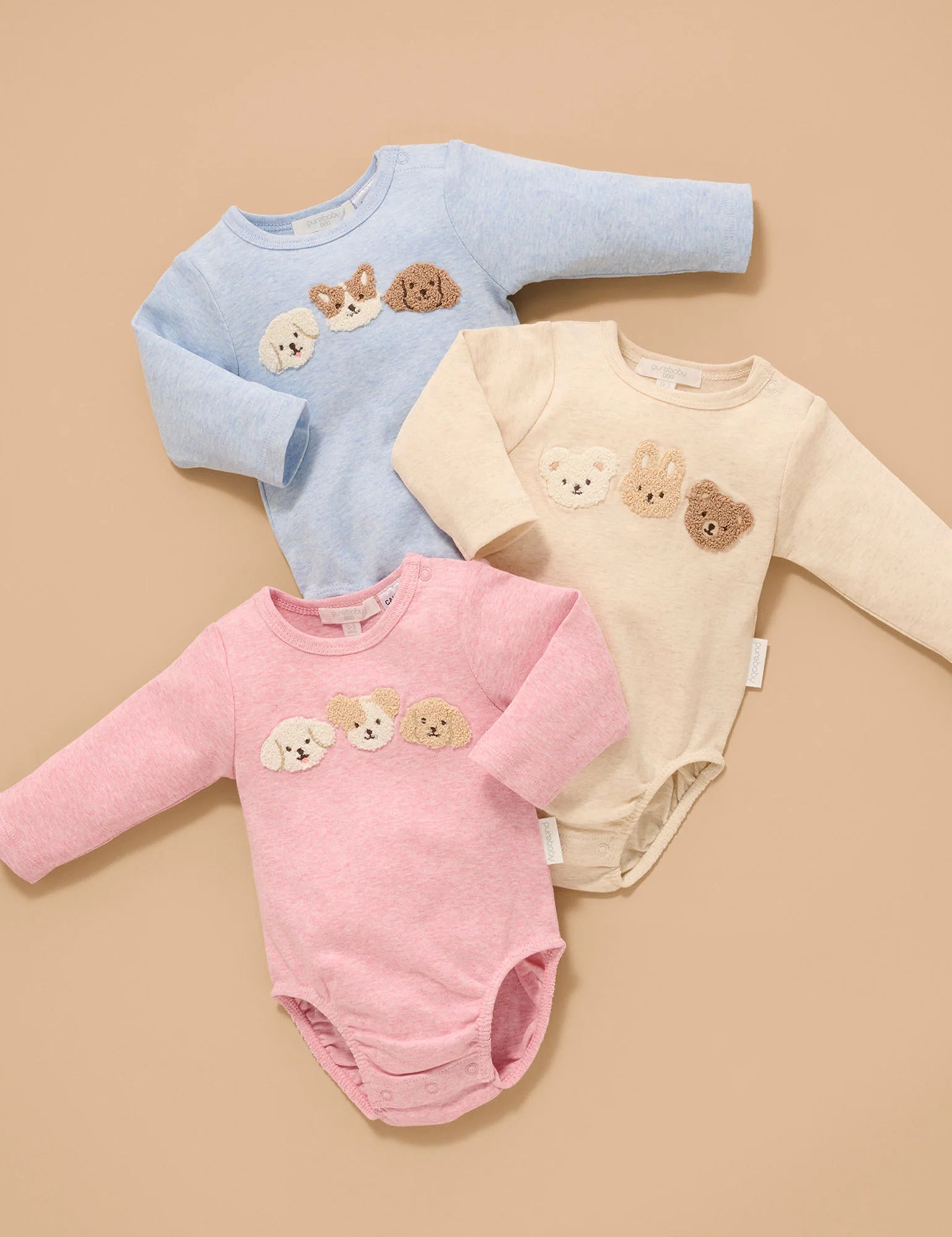 Puppy Applique Bodysuit - Petunia Melange