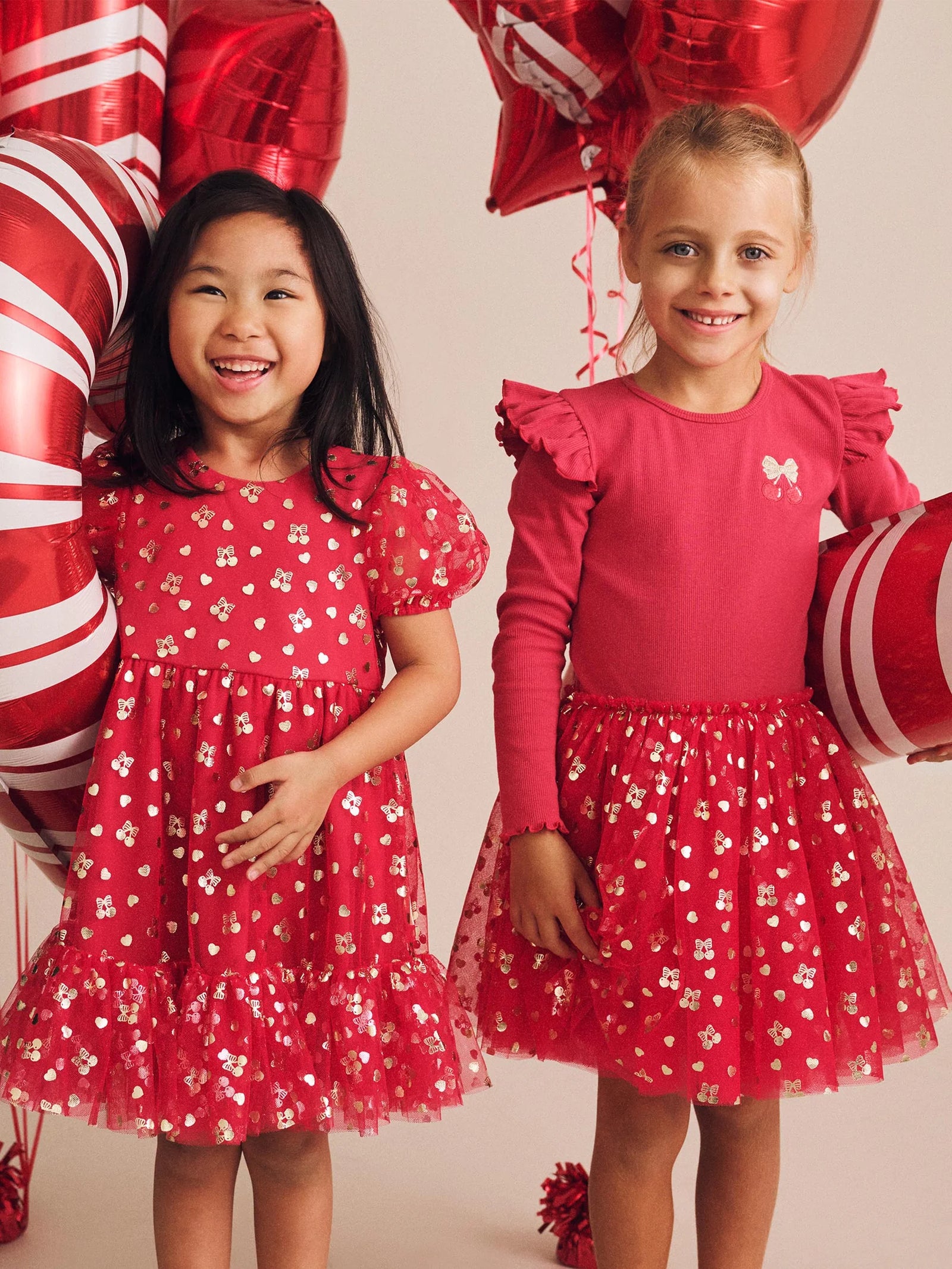 Huxbaby - Golden Cherries Puff Sleeve Tulle Dress