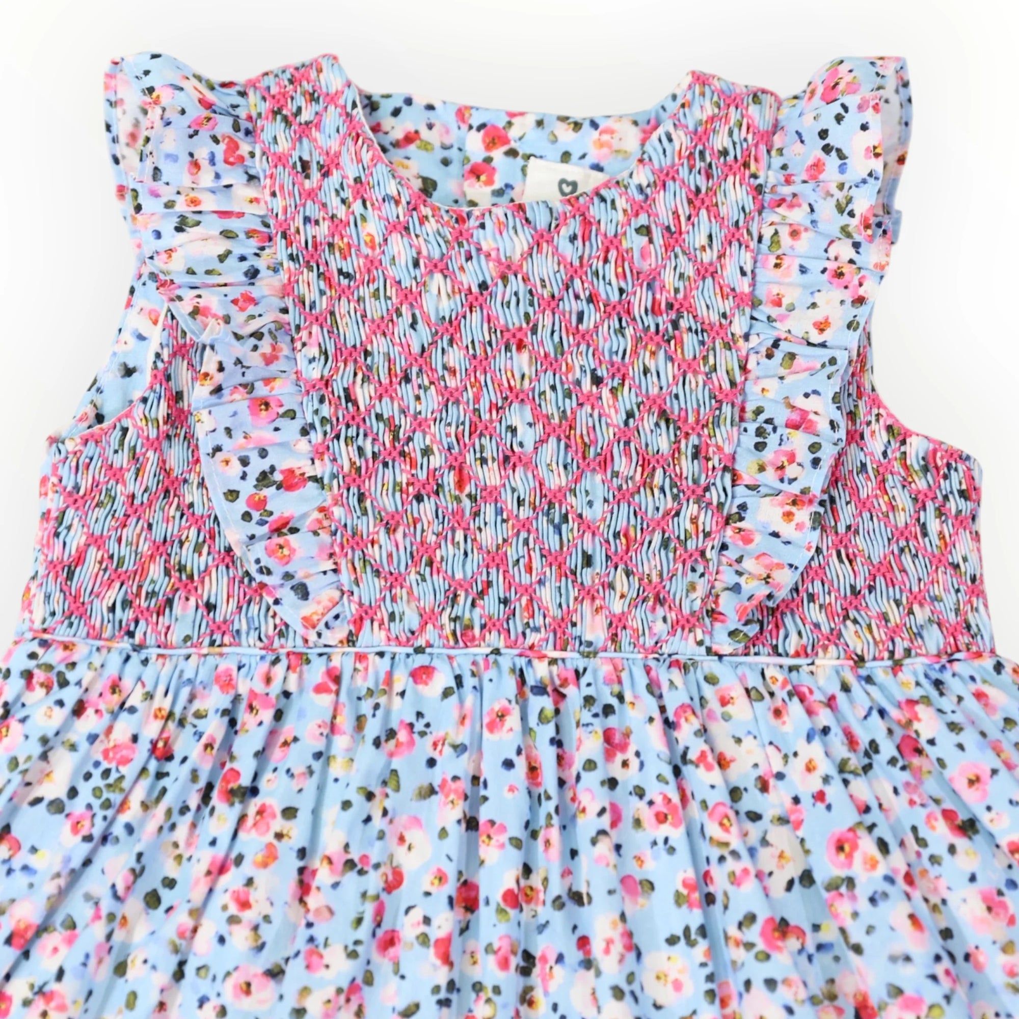 Floral Smocked Dress - Blue