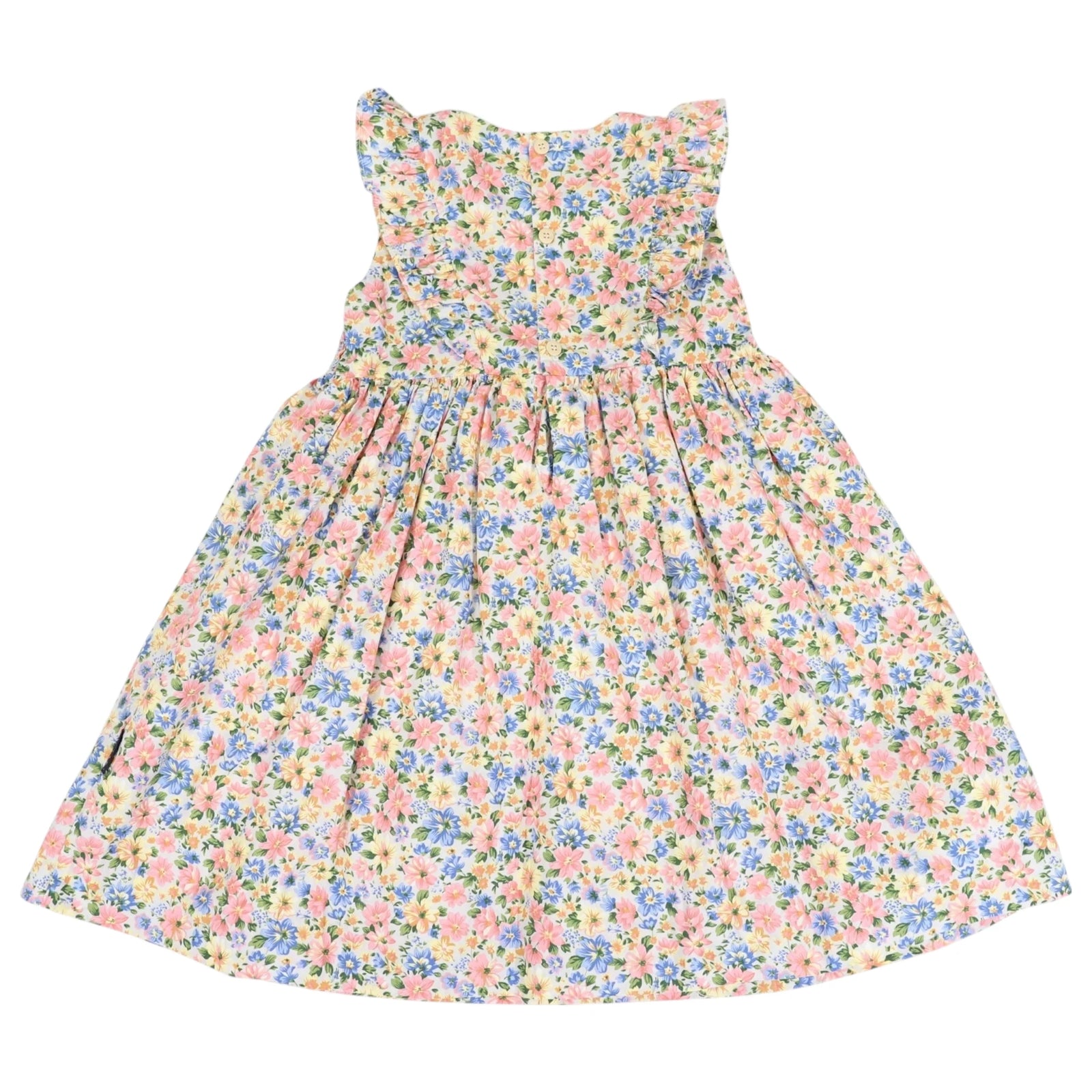 Smocked Floral Dress Yellow Floral