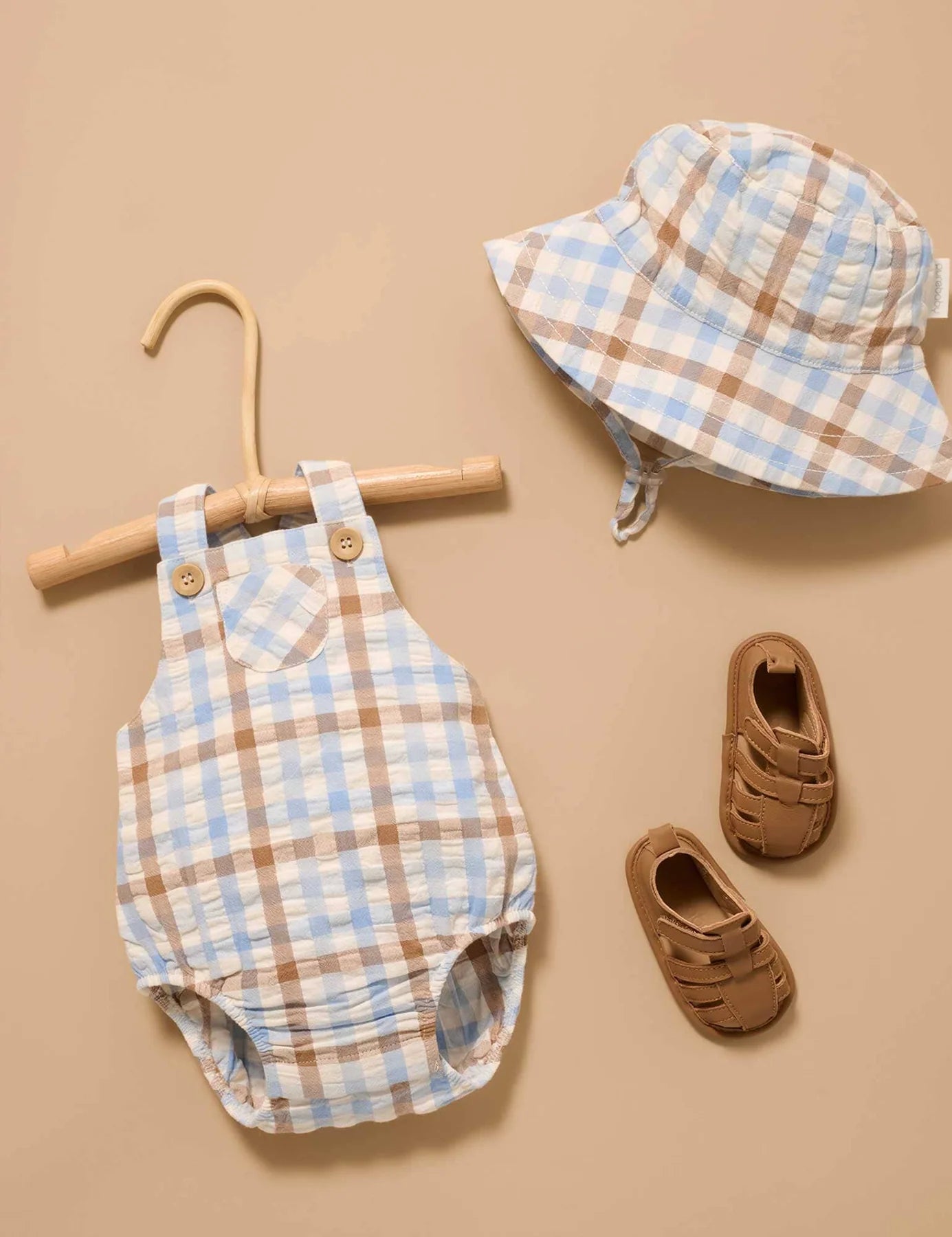 Blue Chococlate Check Overall