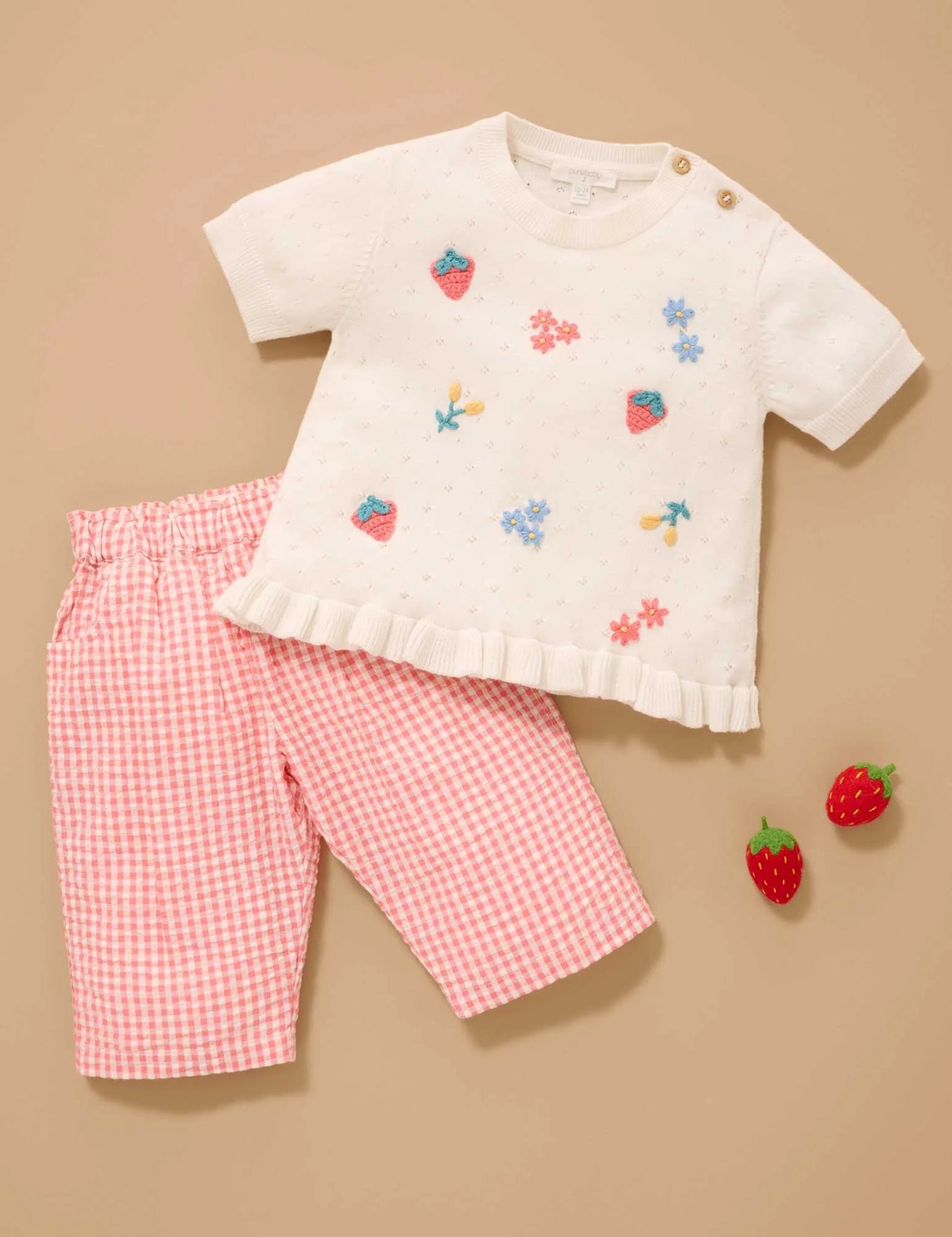 Gingham Baggy Pants - Pomegranate Gingham