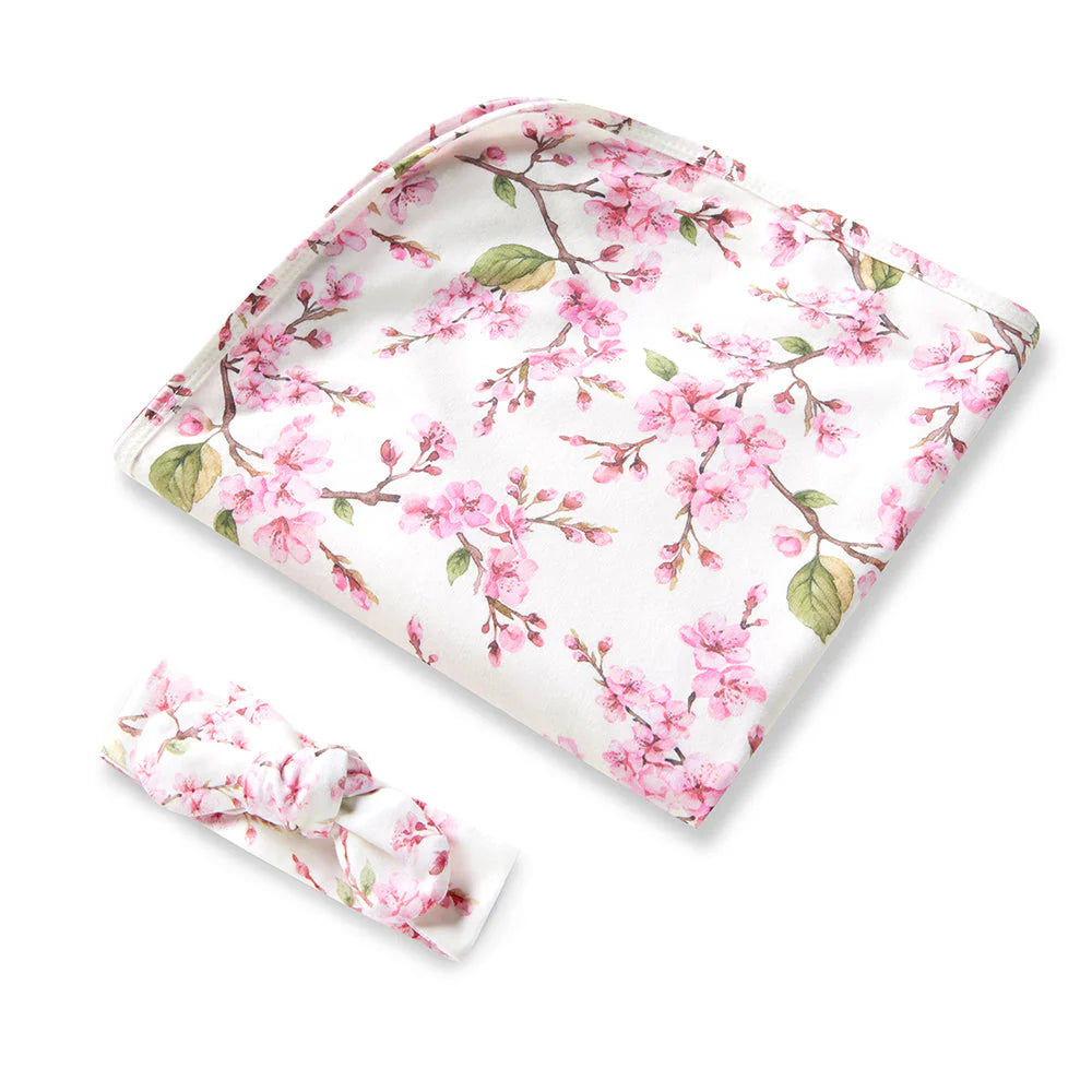 Cherry Blossom - Snuggle Hunny Baby Jersey Wrap & Beanie Set