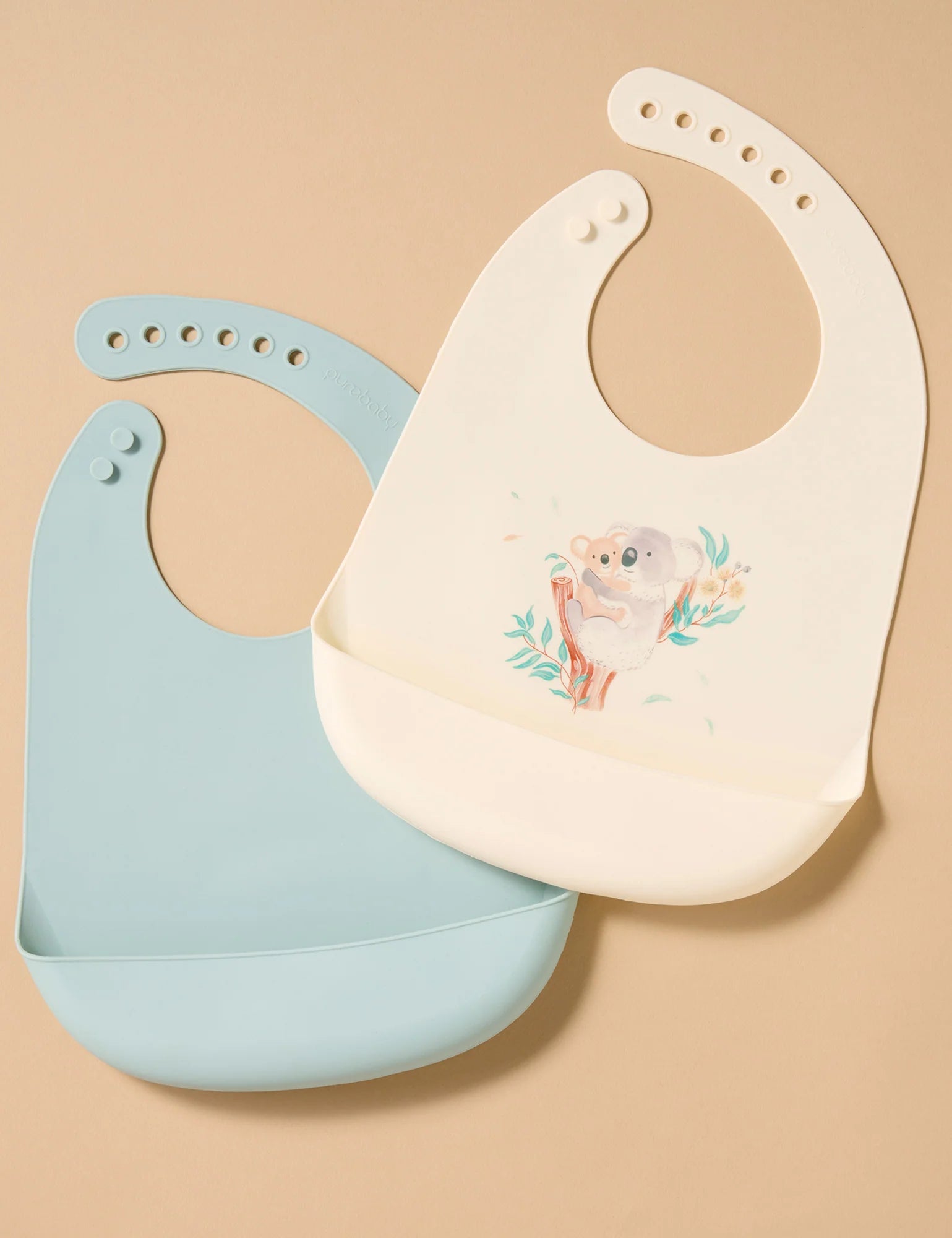 Purebaby Koala 2 Pack Silicone Bib