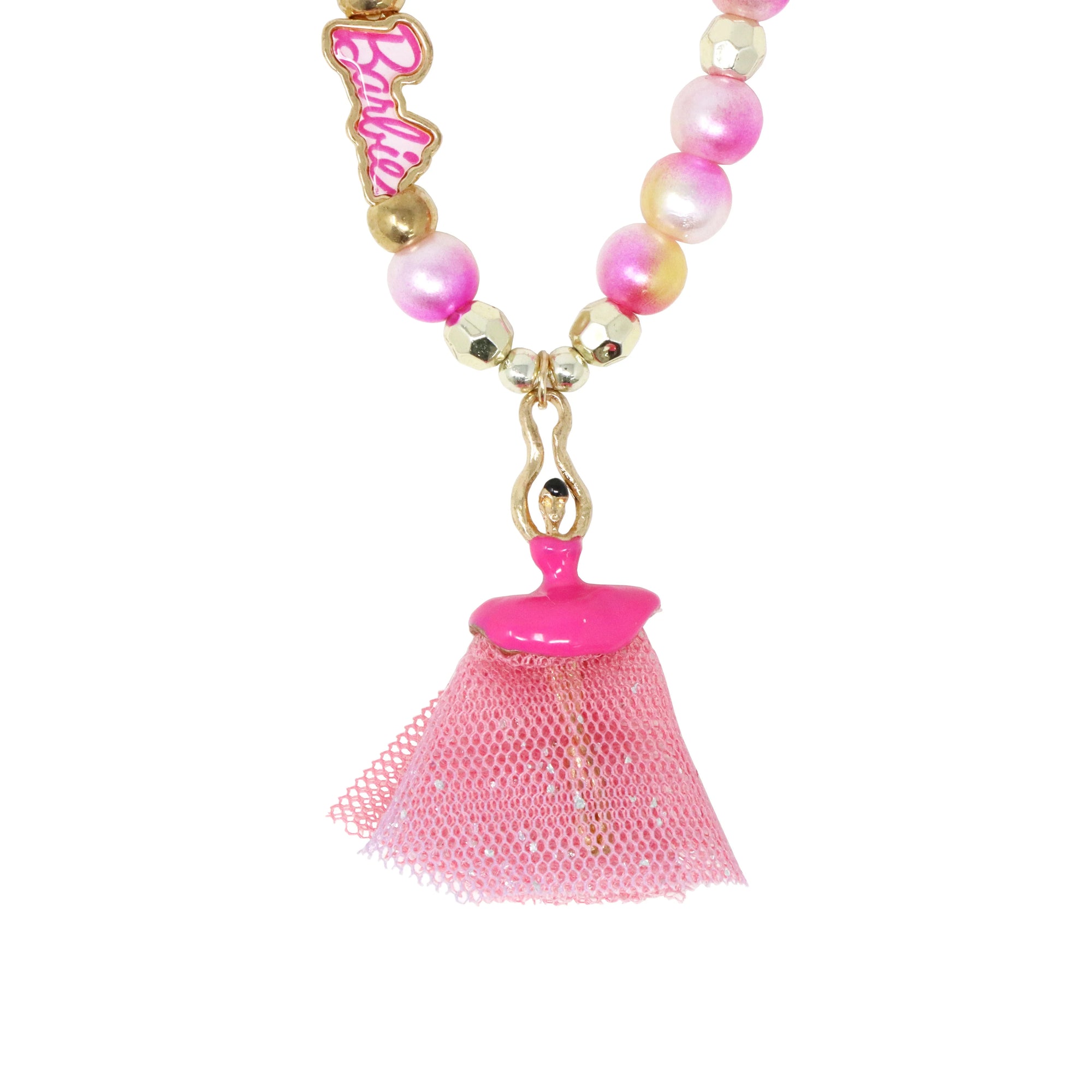Barbie Rainbow Fantasy Stretch Pearl Necklace & Bracelet w/Tulle Ballerina