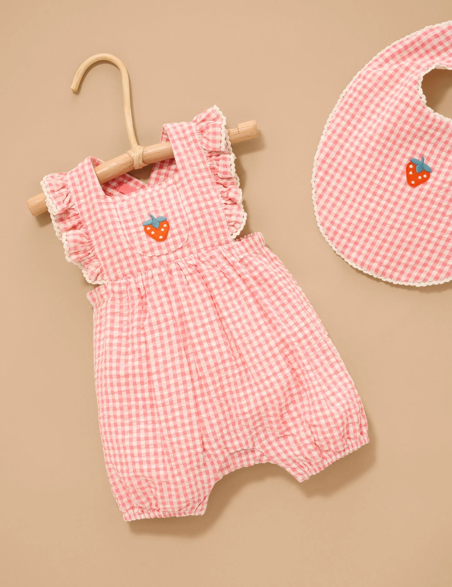 Strawberry Gingham Romper
