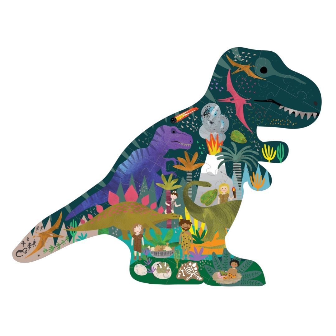 Floss & Rock 40 Pc Shaped Jigsaw Puzzle Dinosaur