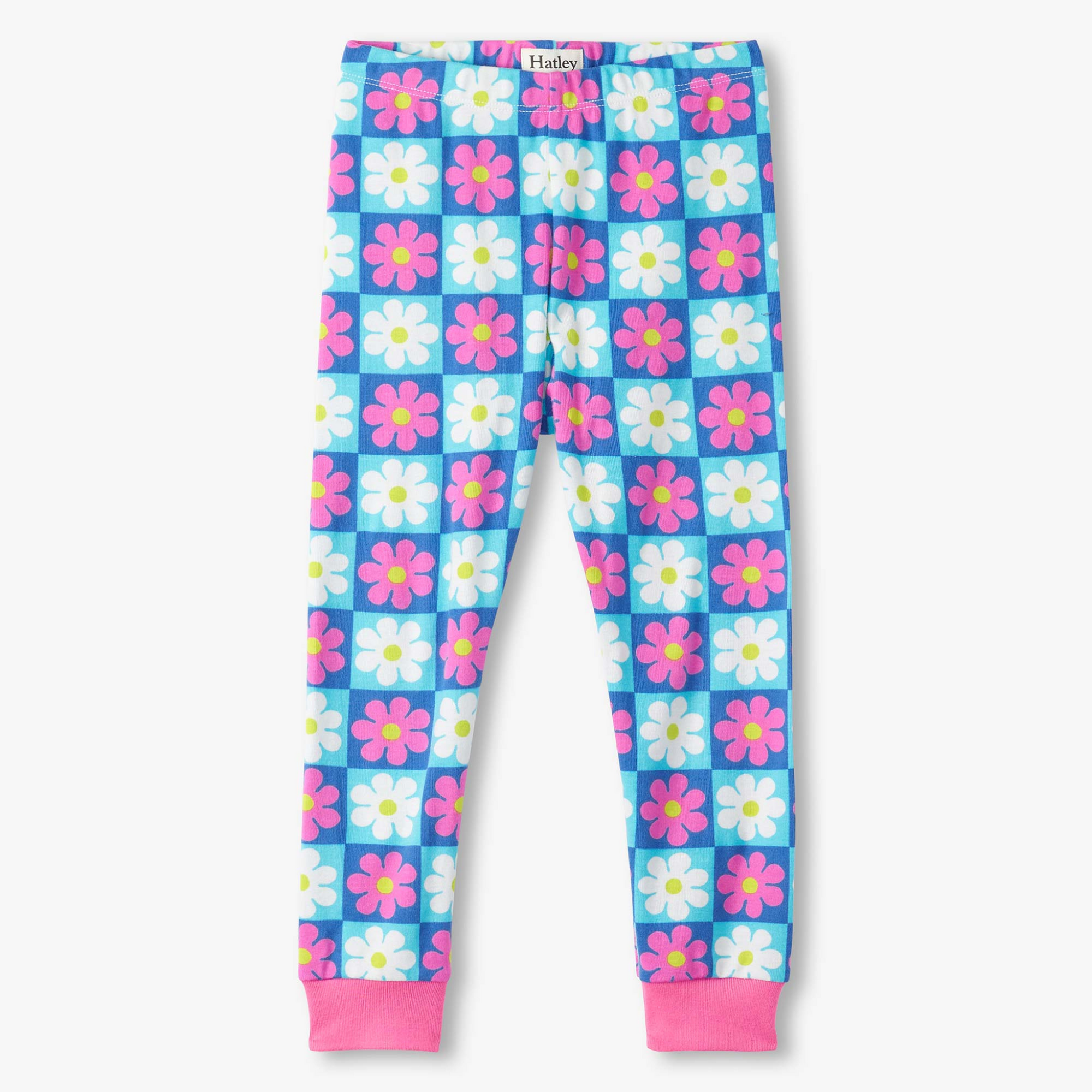 Hatley Checked Daisy Cotton Pajama Set - Blue Curacao