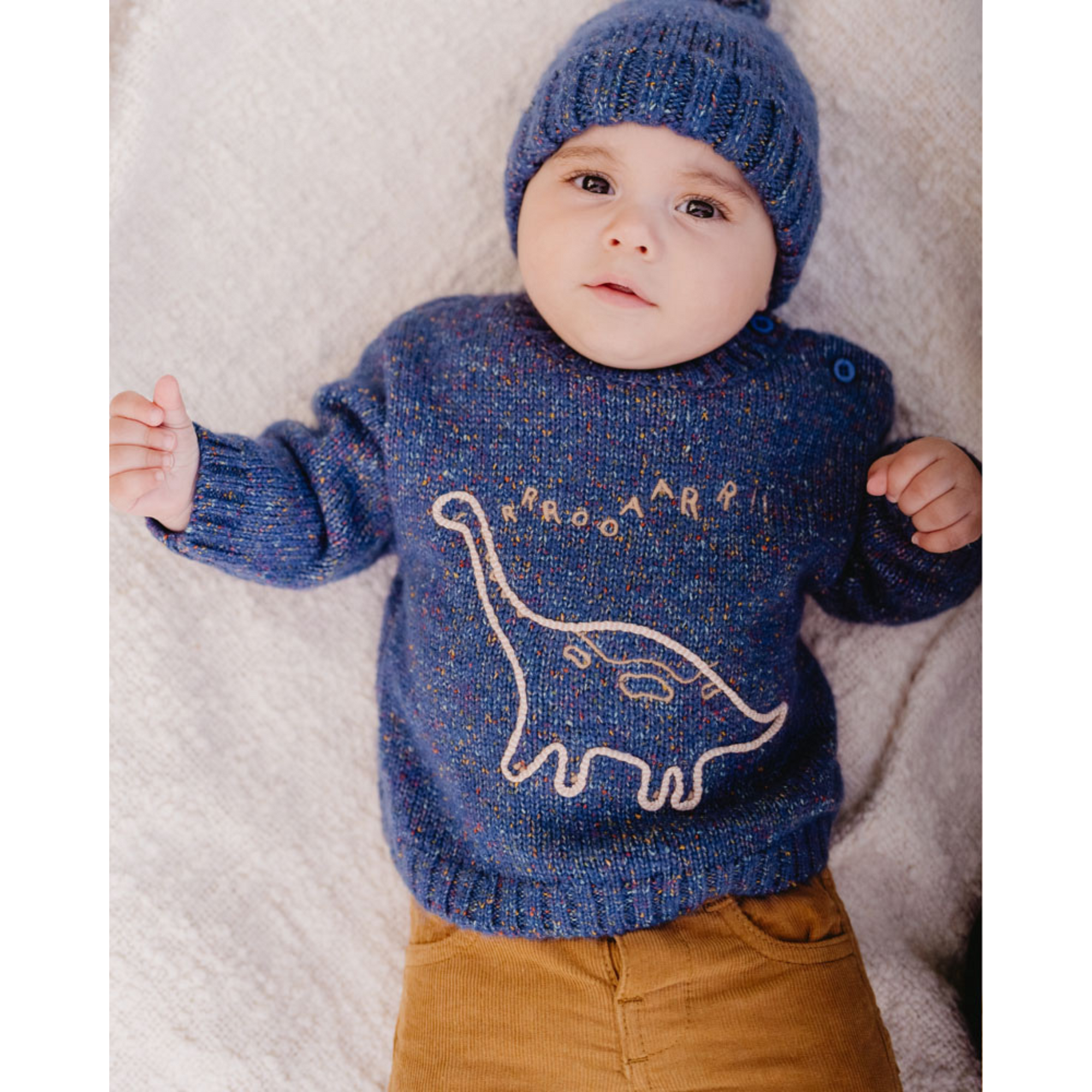 Bebe Isaac Dinosaur Jumper - Blue Speckle