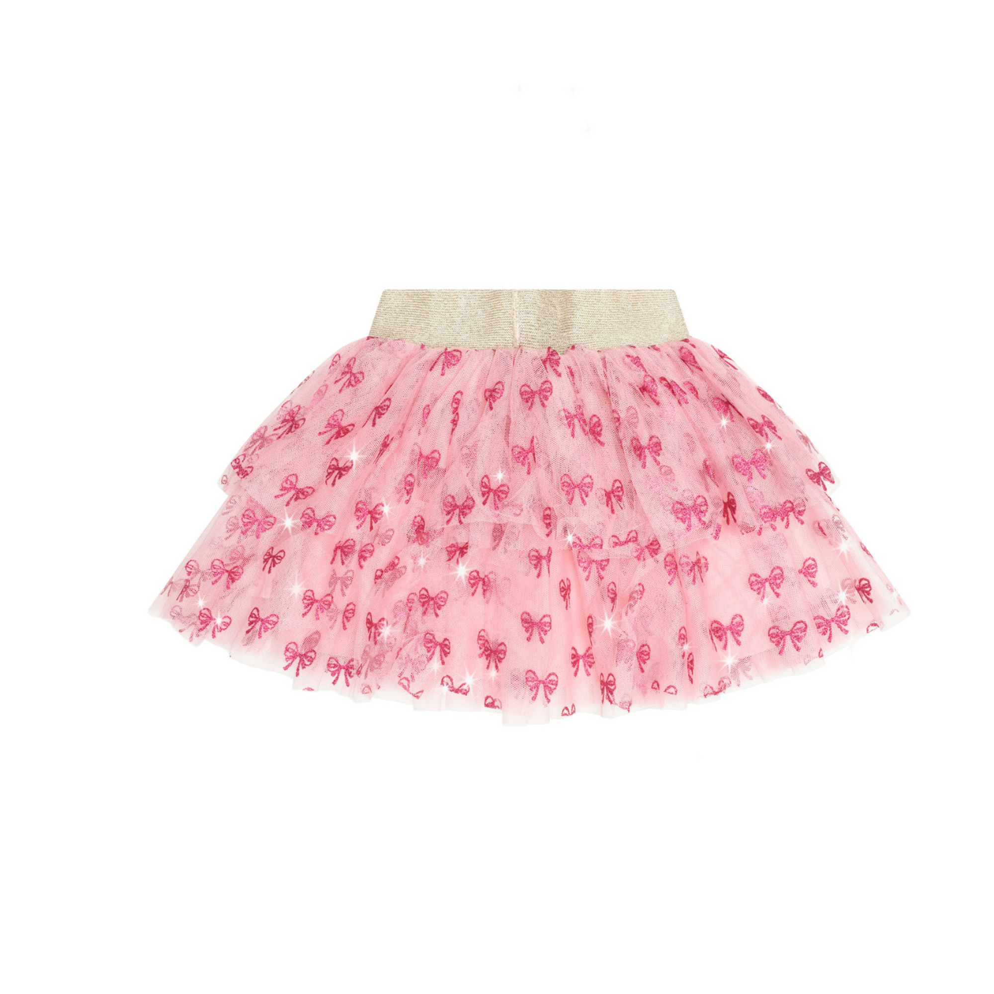 Huxbaby Glitter Bow Tiered Skirt - Vintage Pink