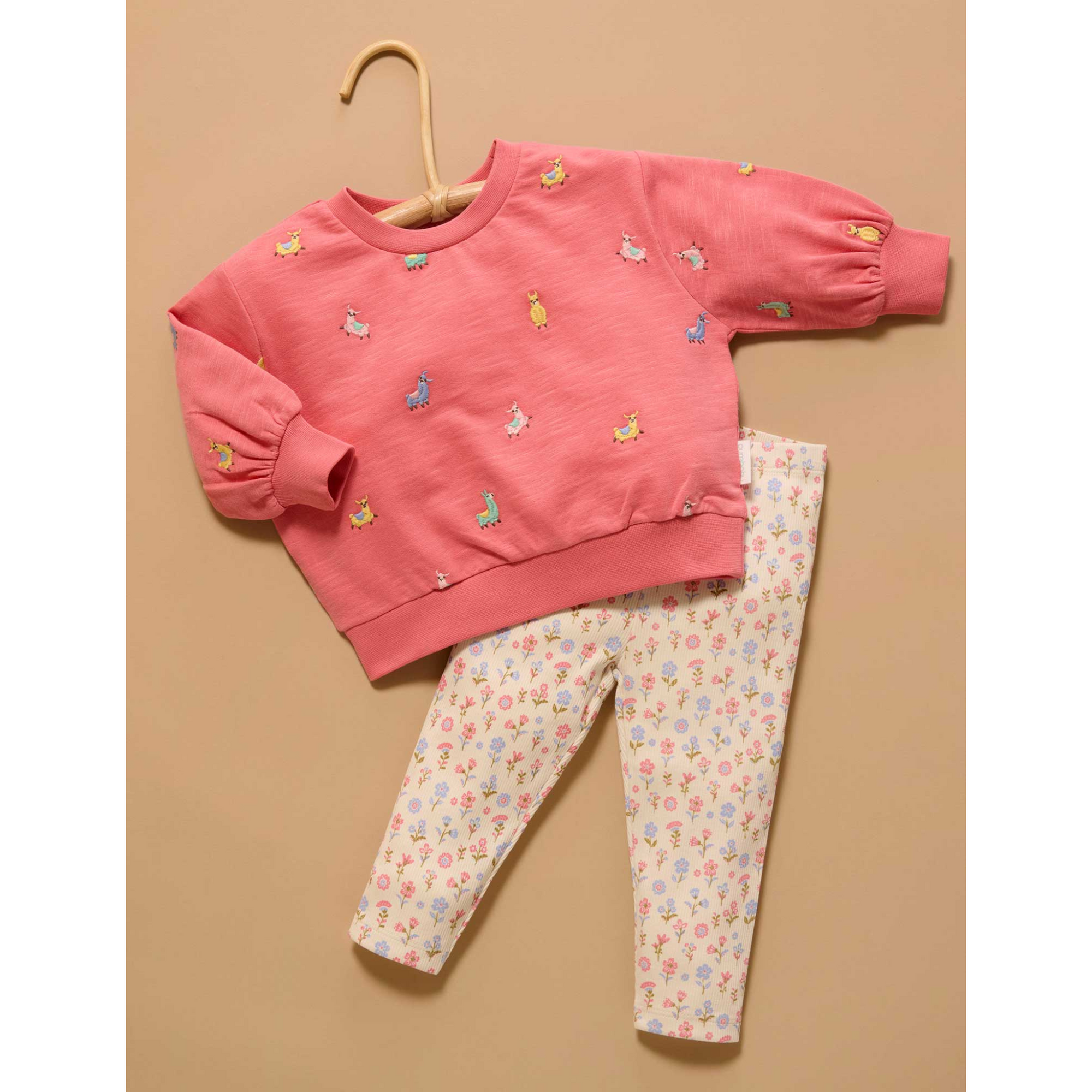 Purebaby Rib Leggings  - Dahlia Print