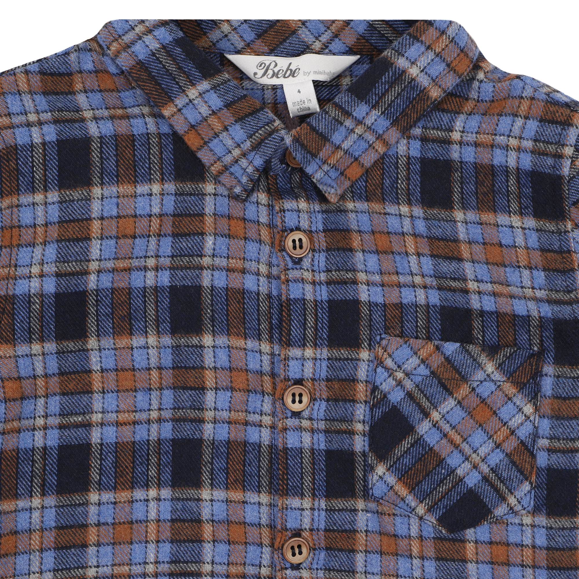 Bebe Hunter Check Long Sleeve Shirt - Blue Check