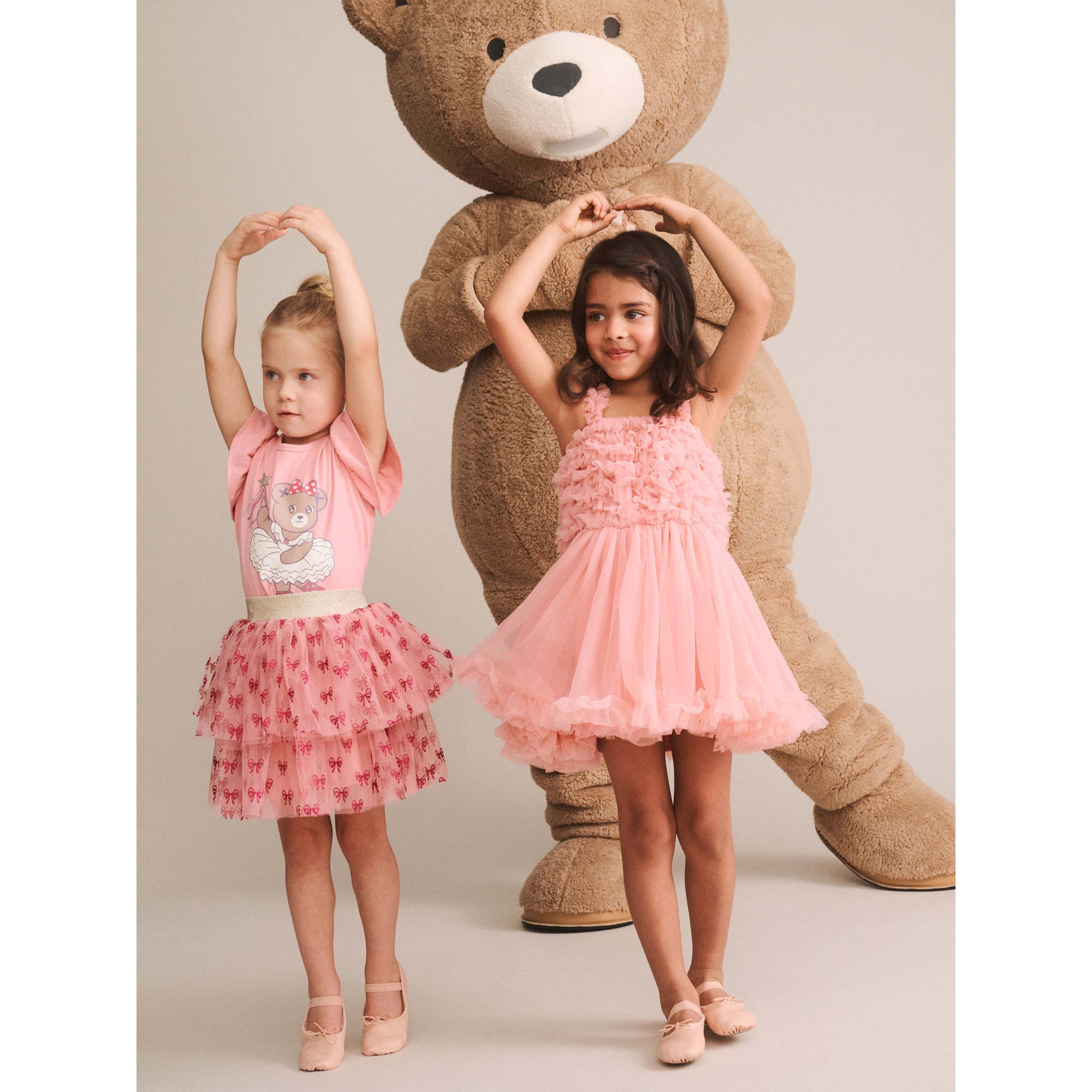 Huxbaby Glitter Bow Tiered Skirt - Vintage Pink