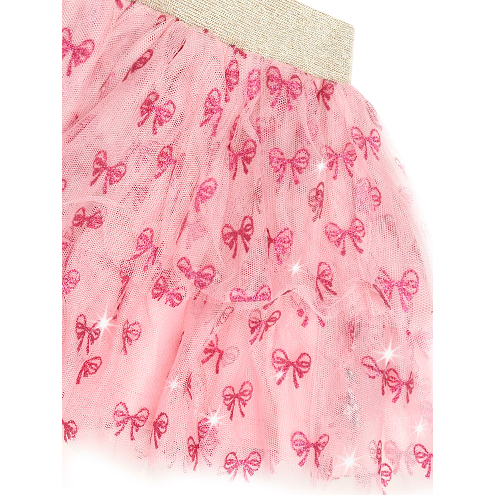 Huxbaby Glitter Bow Tiered Skirt - Vintage Pink