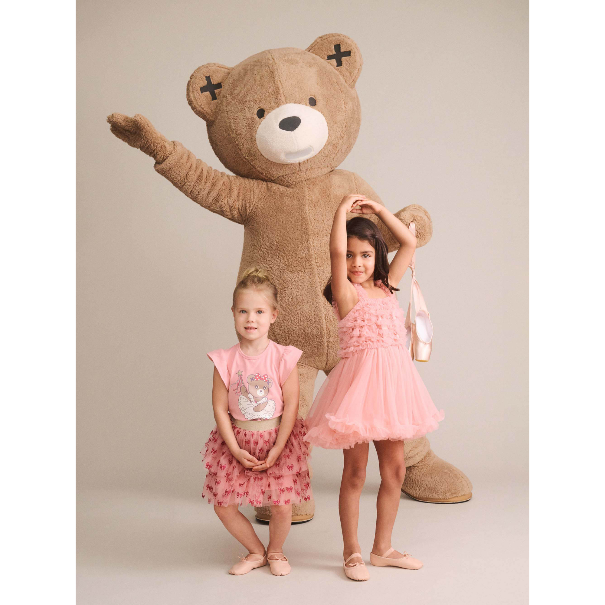 Huxbaby Glitter Bow Tiered Skirt - Vintage Pink